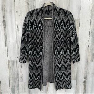 LUCKY BRAND Black Grey Open Cardigan Sweater S/P